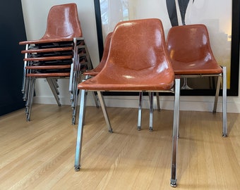 Set of Two (2) Mid Century Earth Tone Terracotta Eames Style Fiberglass Shell Chair (4 sets available) ** Free Shipping North America**