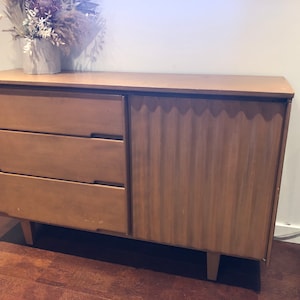 Jan Kuypers Birch Sideboard: Mid-Century Modern Wave Front Cabinet