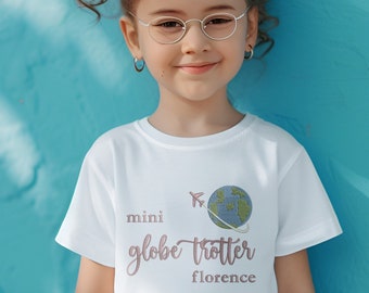 Mini Globetrotter, regalo navideño personalizado, camiseta, traje a juego de vacaciones familiares, regalo de ropa de viaje para niños pequeños