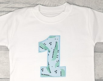 Krokodil-Geschenk zum ersten Geburtstag, 1. Geburtstags-Outfit für Mädchen, Geburtstagskind, „I am 1“-T-Shirt-Weste, Aligator-Geburtstags-Top, Baby-Fotoshooting-Outfit