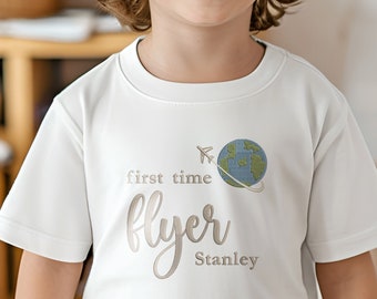 First Time Flyer, Personalised Custom Holiday Gift, T-shirt, Family Vacation Matching Outfit, Travelling Clothing Gift for Toddler