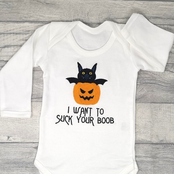 Funny Breastfeeding, Halloween Funny Baby Outfit, I Want To Suck Your Boob, First Halloween Vest, Vampire Baby Costume, Scary Baby Vest