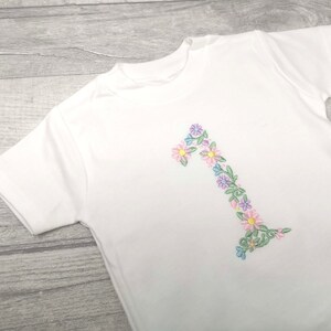 Pastel Floral Applique 1 1st Birthday Tshirt or Jumper, Any Age, First Birthday Gift From Grandma
