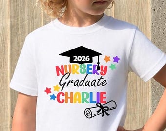 Personalised Nursery Graduation 2026 Top: Rainbow Graduate Print