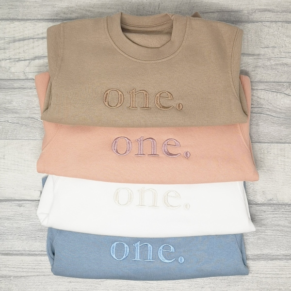 Embroidered One. Jumper, First Birthday Gift, 1st Birthday Outfit Sweatshirt, Birthday Boy Sweatshirt, Birthday Girl Outfit. Any Age / Name