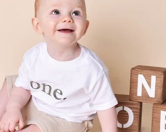 One. First Birthday Top, I am 1, 1st Birthday Outfit T-Shirt, Birthday Gift, First Birthday Present Birthday Boy, Birthday Girl Any Age 1670