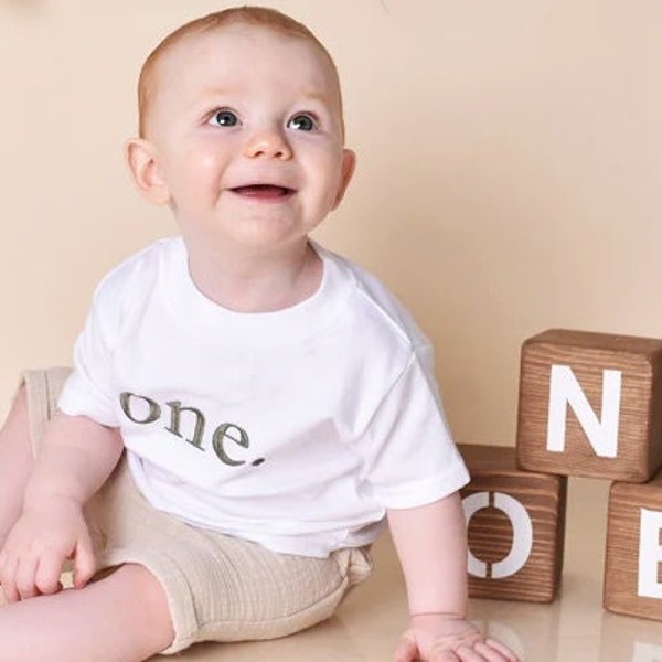 One. First Birthday Top, I am 1, 1st Birthday Outfit T-Shirt, Birthday Gift, First Birthday Present Birthday Boy, Birthday Girl Any Age 1670