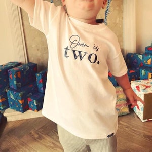 Personalised Second Birthday T-shirt, Custom Colour Birthday Top, 2nd Birthday Outfit, I am 2, Two Years Old, Name and Age Jumper, Two Today