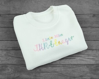 Little Miss THREEnager, Third Birthday Gift. 3rd Birthday Top, I am 3, 3rd Birthday Outfit, Threenager Birthday Gift, Third Birthday Present