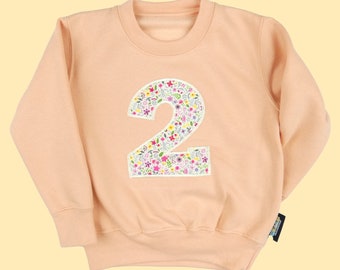 Second Birthday Spring Floral Jumper / Sweatshirt, Applique Embroidered, Two, 2, 2nd