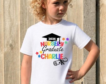 Personalised Nursery Graduation 2026 Top: Rainbow Graduate Print