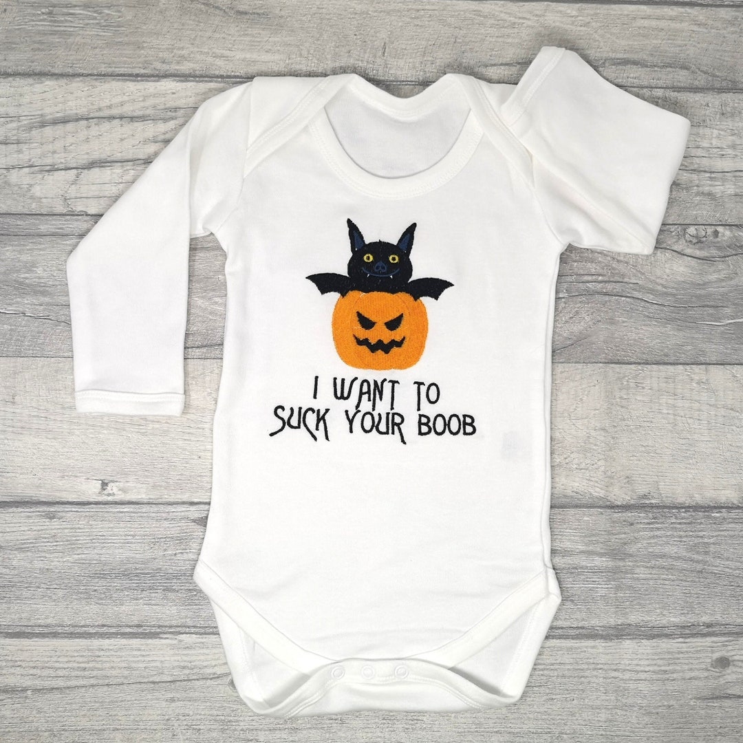 Funny Breastfeeding, Halloween Funny Baby Outfit, I Want to Suck Your Boob, First Halloween Vest