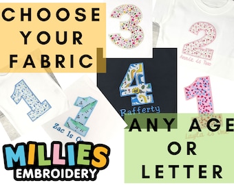 Create Your Own T-Shirt Choose Your Fabric Applique, 1st Birthday, 2nd Birthday, 3rd Birthday, Monogram, Initial Jumper, Birthday Gift, Gift