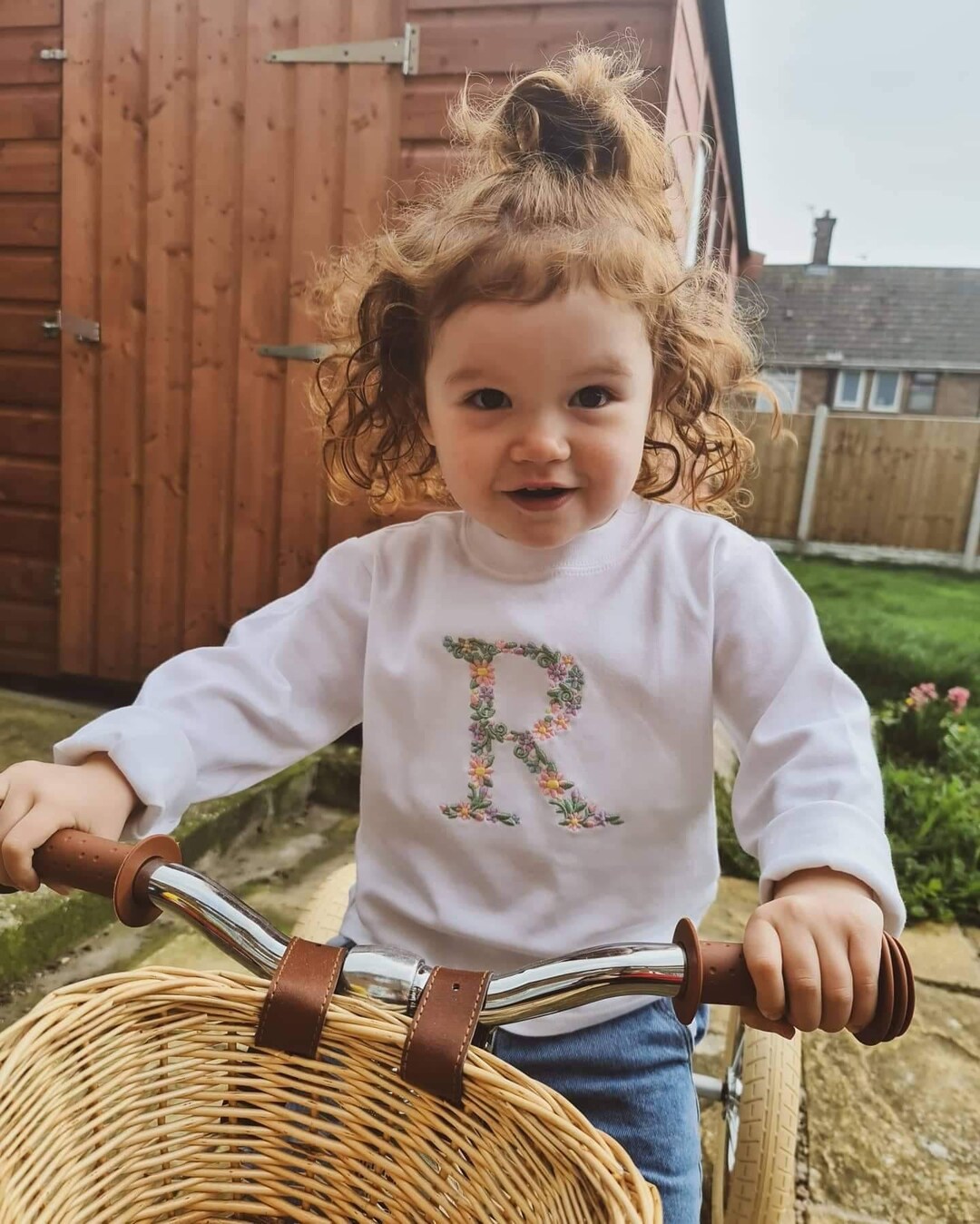 Floral Letter Top With Pastel Embroidered Initial Monogram Etsy