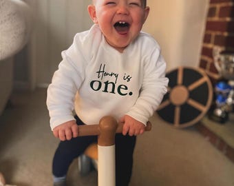 Personalised First Birthday Embroidered Jumper, Choose Your Embroidery Colour, 1st Birthday Sweatshirt Gift for Cake Smash, 1851