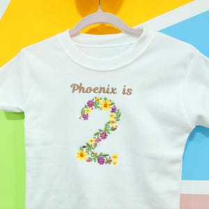 Floral 2nd Birthday Top, I am 2 Flowery Tshirt, Second Birthday Gift, Age 2 Birthday Outfit, Winter Floral Birthday Gift for Toddler