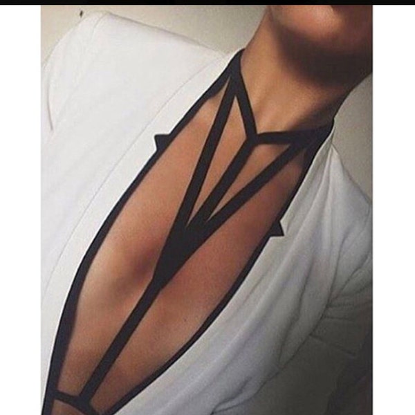 zwarte stof Harness beha Bandage