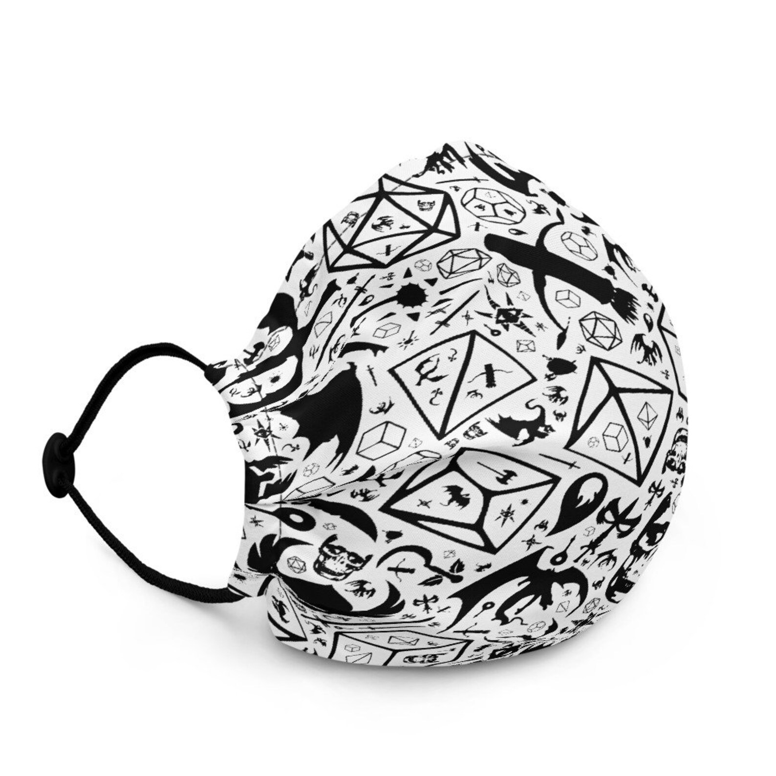 DND Dungeons Face Mask Dragons Design Cover White Retro Etsy