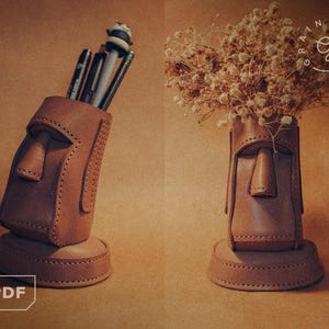 Leather Moai / Easter Island Pen Holder / Vase / Planter [PDF Pattern]