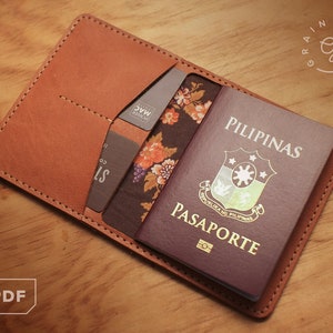 Cartera de cuero para pasaporte con forro de tela [Patrón PDF]