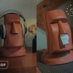 Supporto per cuffie e porta fazzoletti Moai / Isola di Pasqua [Modello PDF]
