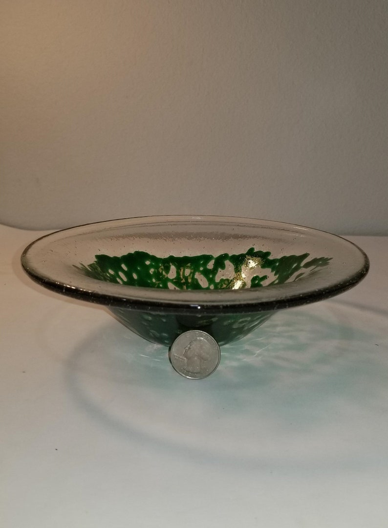 Fused Glass Green Frit Bowl Etsy