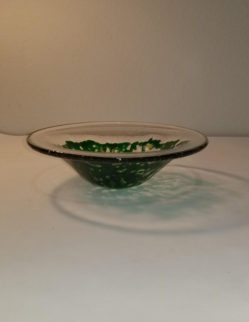 Fused Glass Green Frit Bowl Etsy