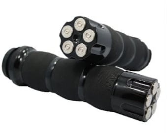 Air Cushion Anodized Bullet Grips , Made in the USA  Harley & Customs , Black Chrome or Chrome bullets/ Cable or FBW