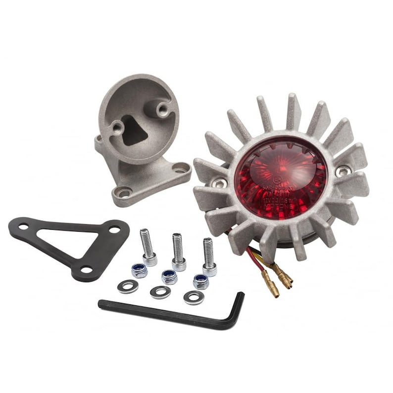 Motorcycle Tail Light Fender Mount Shot Blast FINNED, Running , Tail