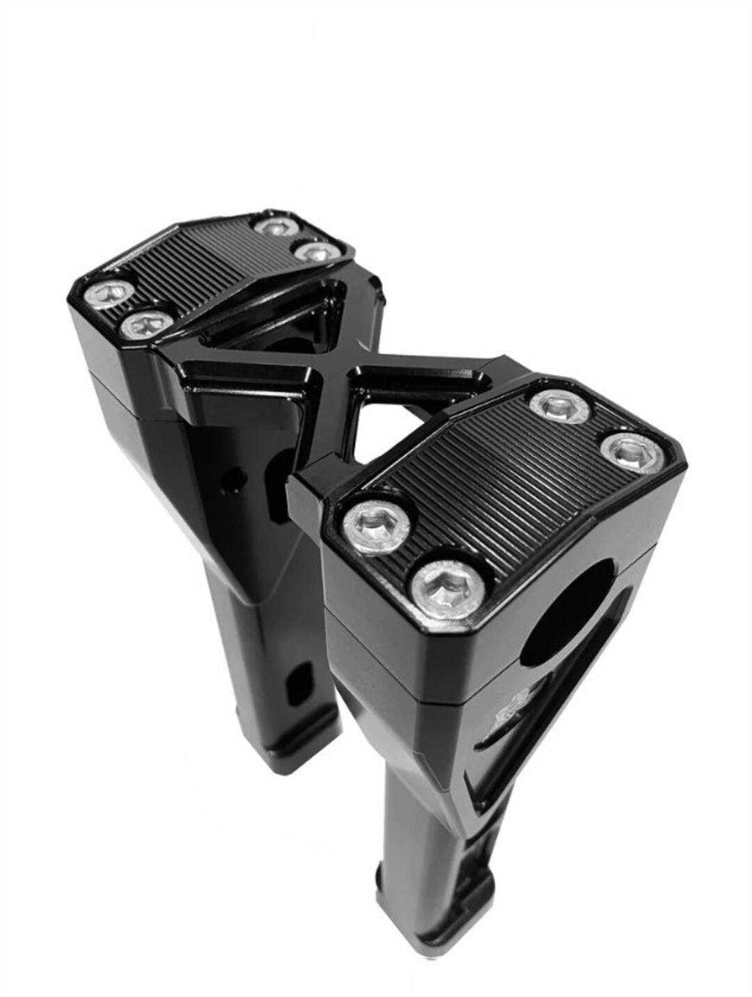 HARLEY RISERS High End Anodized Billet Black, Straight Risers or ...