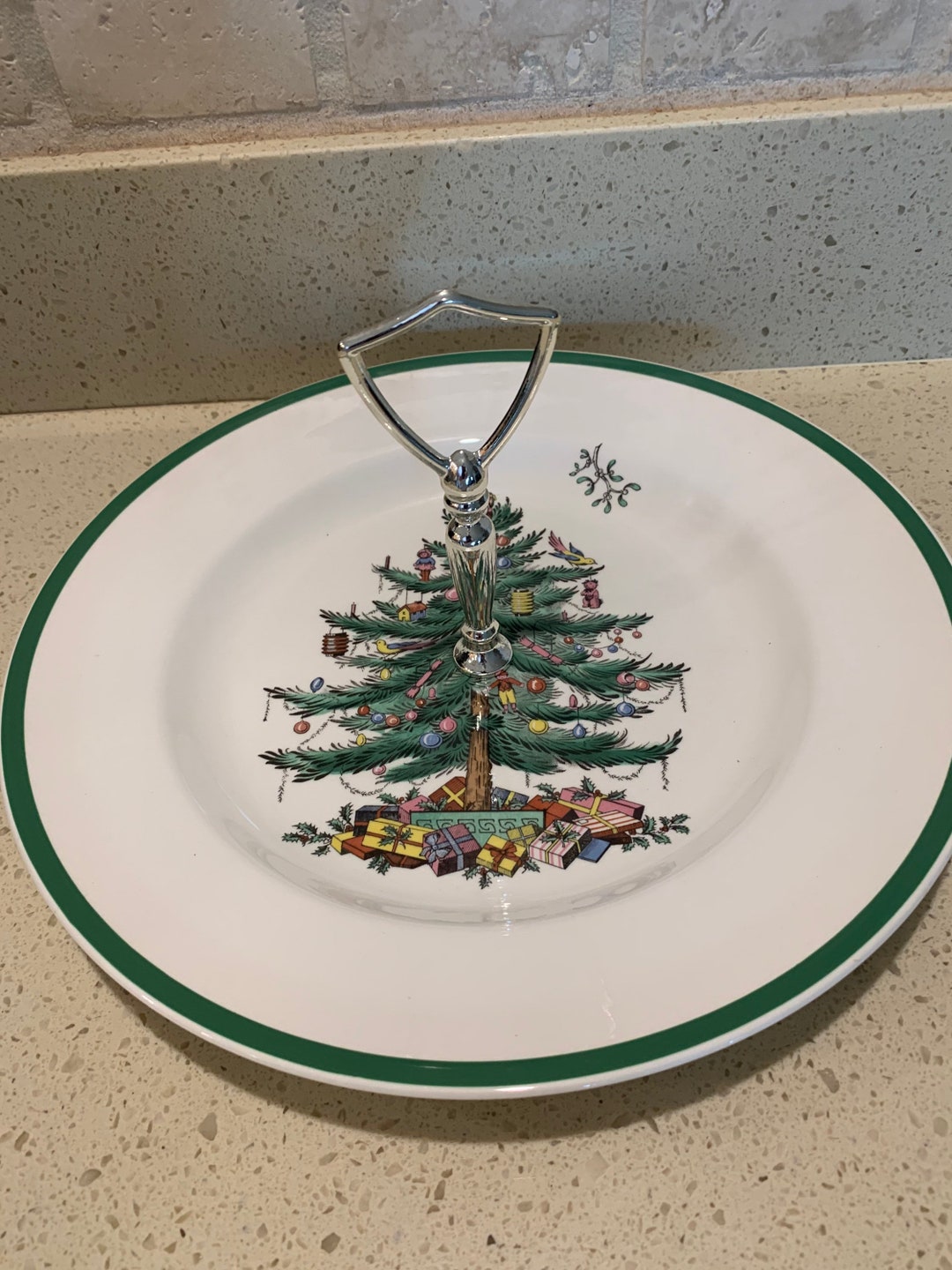 Spode Christmas Tree Tidbit Cookie Tray England S3324 Metal Etsy