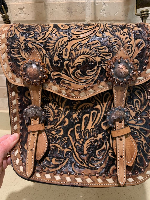 Concealed carry tooled leather western purse - Gem