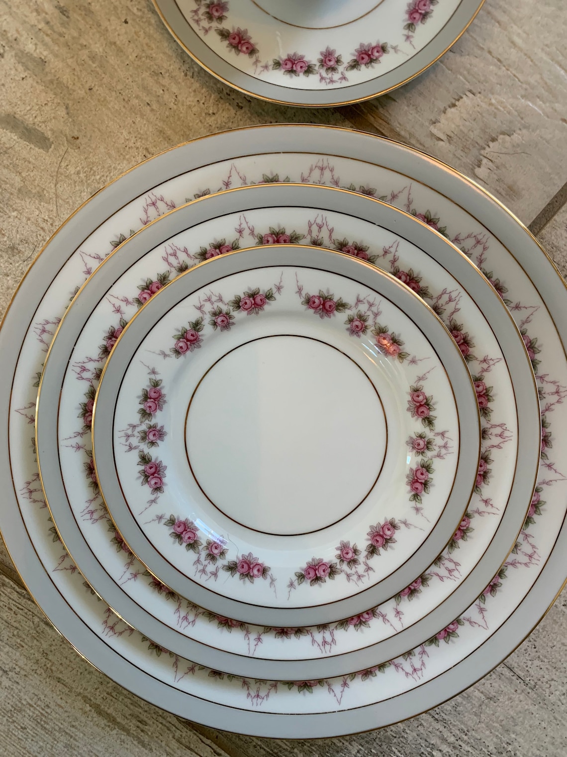 Noritake pink roses China 5 piece place setting Etsy