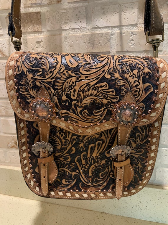 Concealed carry tooled leather western purse - Gem