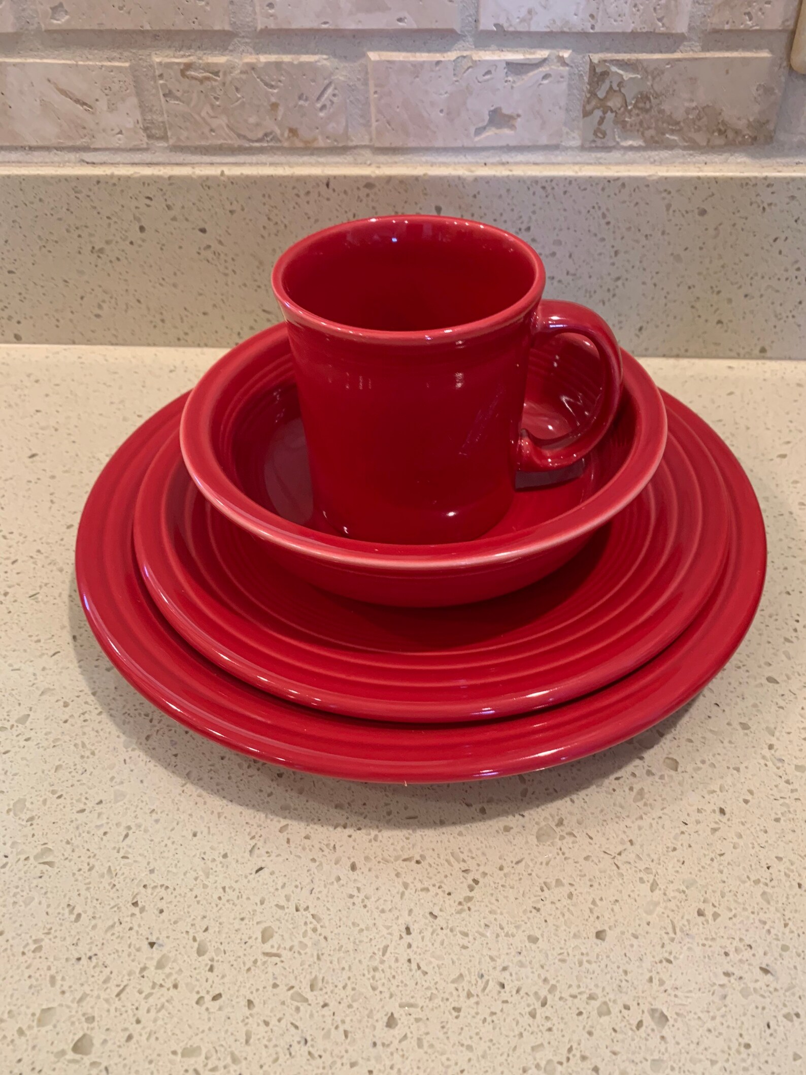 Red Fiesta Ware 4 Piece Place Setting Etsy