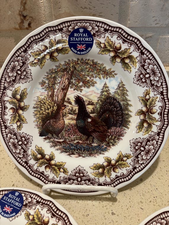 Royal Stafford Thanksgiving CAPERCAILIE Salad Plate Acorn Border