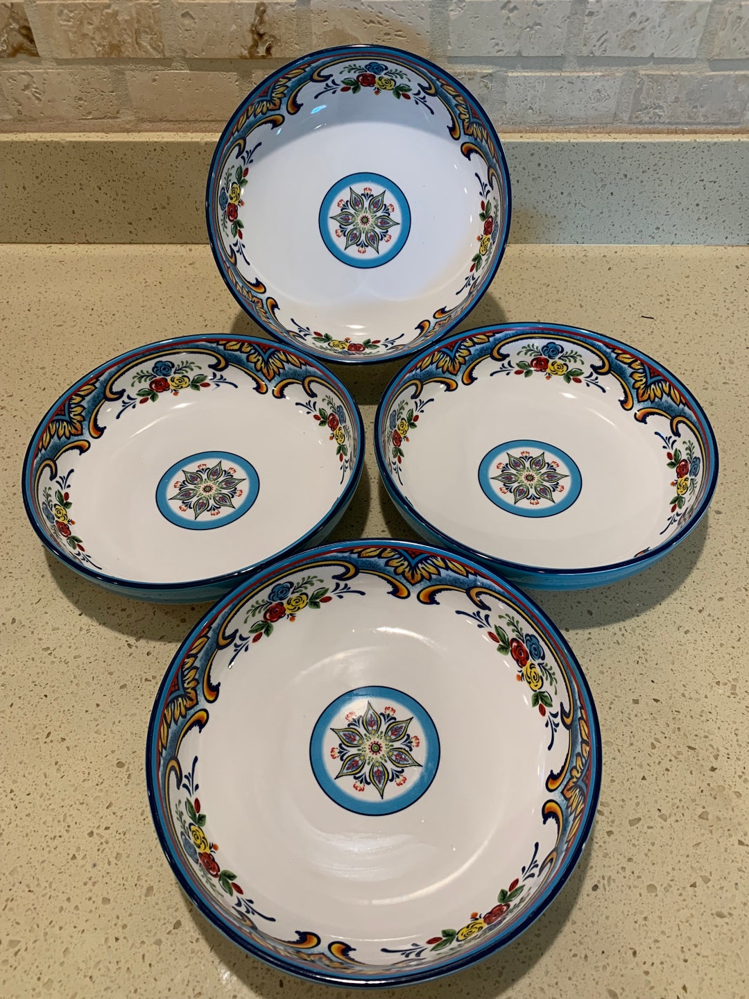 Zanzibar 4piece Earthenware Pasta Bowl Set for Serving Pasta, Soups