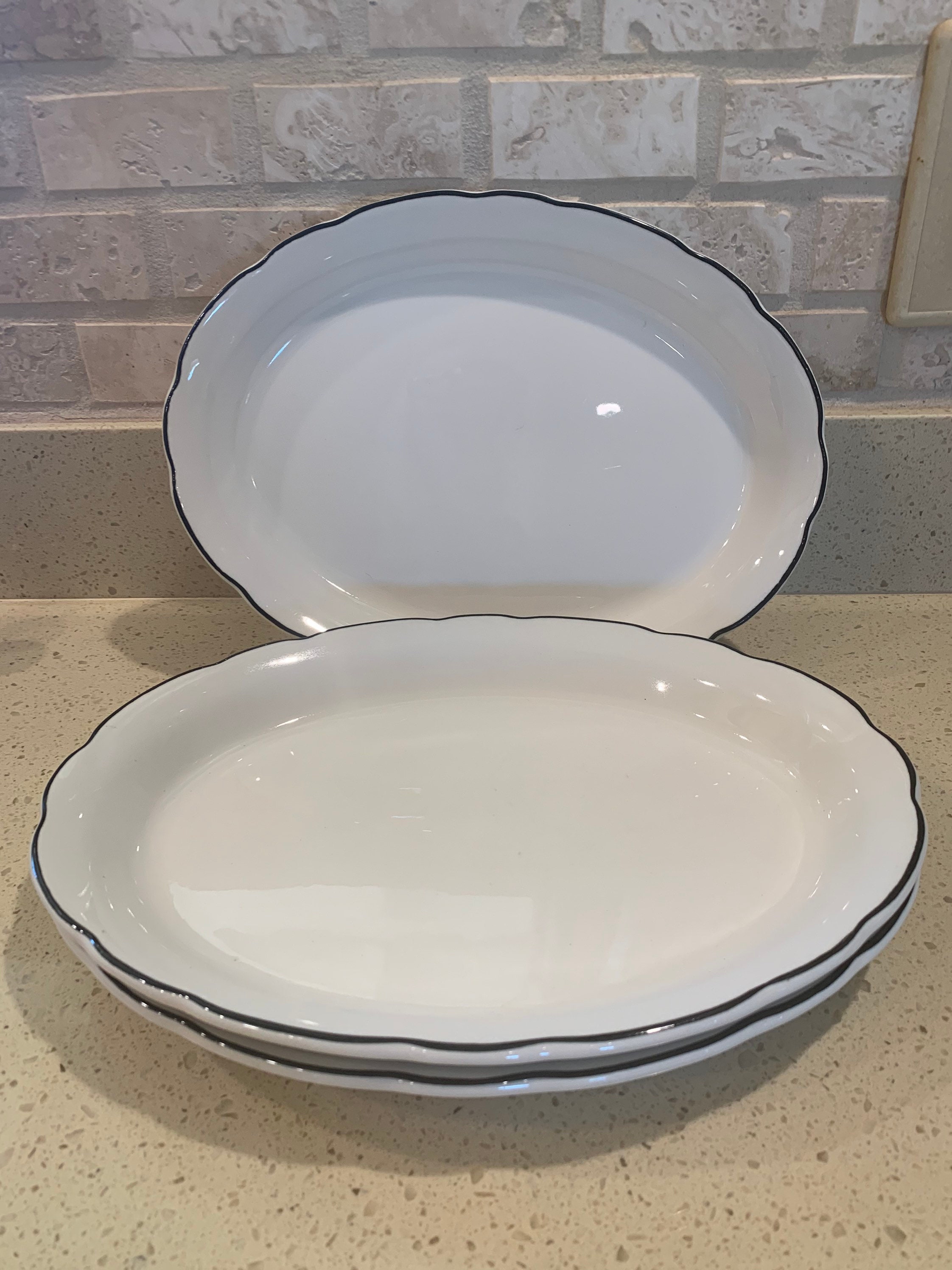 Vintage Buffalo China Restaurant Ware Deep Dish Scalloped Oval Etsy