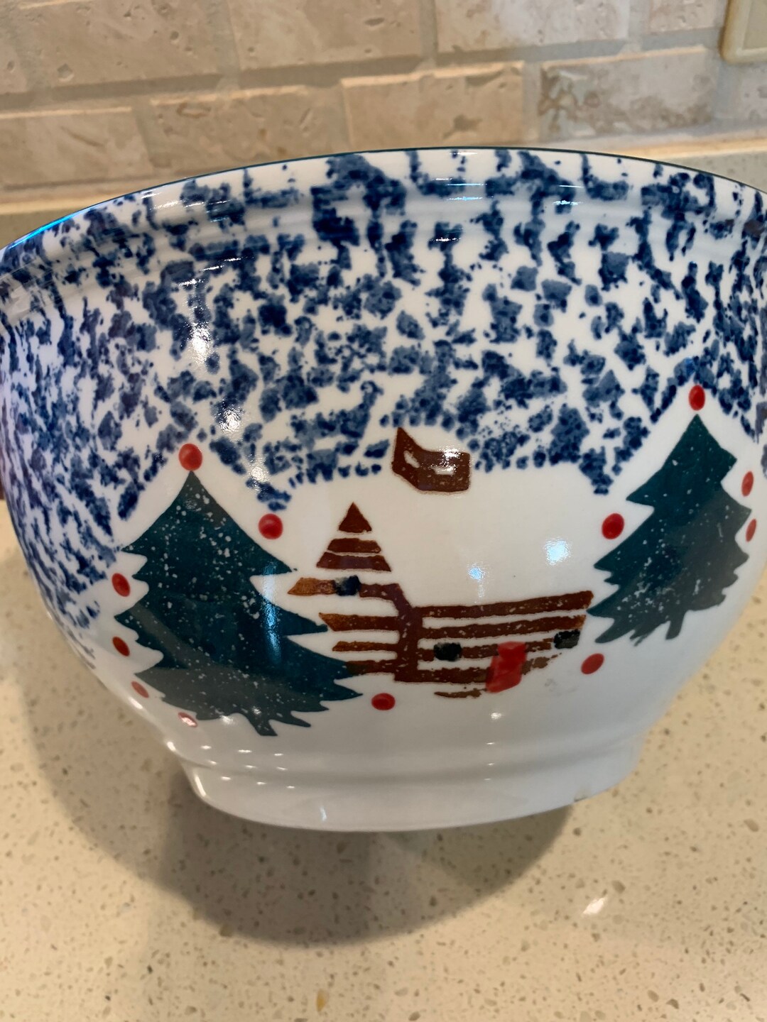 Tienshan Folk Craft Cabin in the Snow Large Mixing Bowl 10.5 Etsy