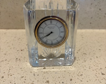 Waterford Crystal Colonnade Desk Clock Paperweight 4"