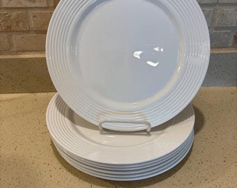 Lenox Tin Can Alley Seven White Dinner Plates 11” sold in Sets  of 2