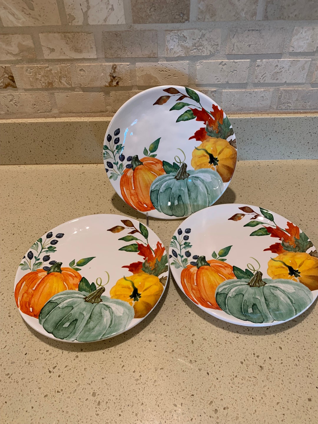 Ashland Fall Pumpkin Harvest Lunch/salad Plates Set of 3 Etsy