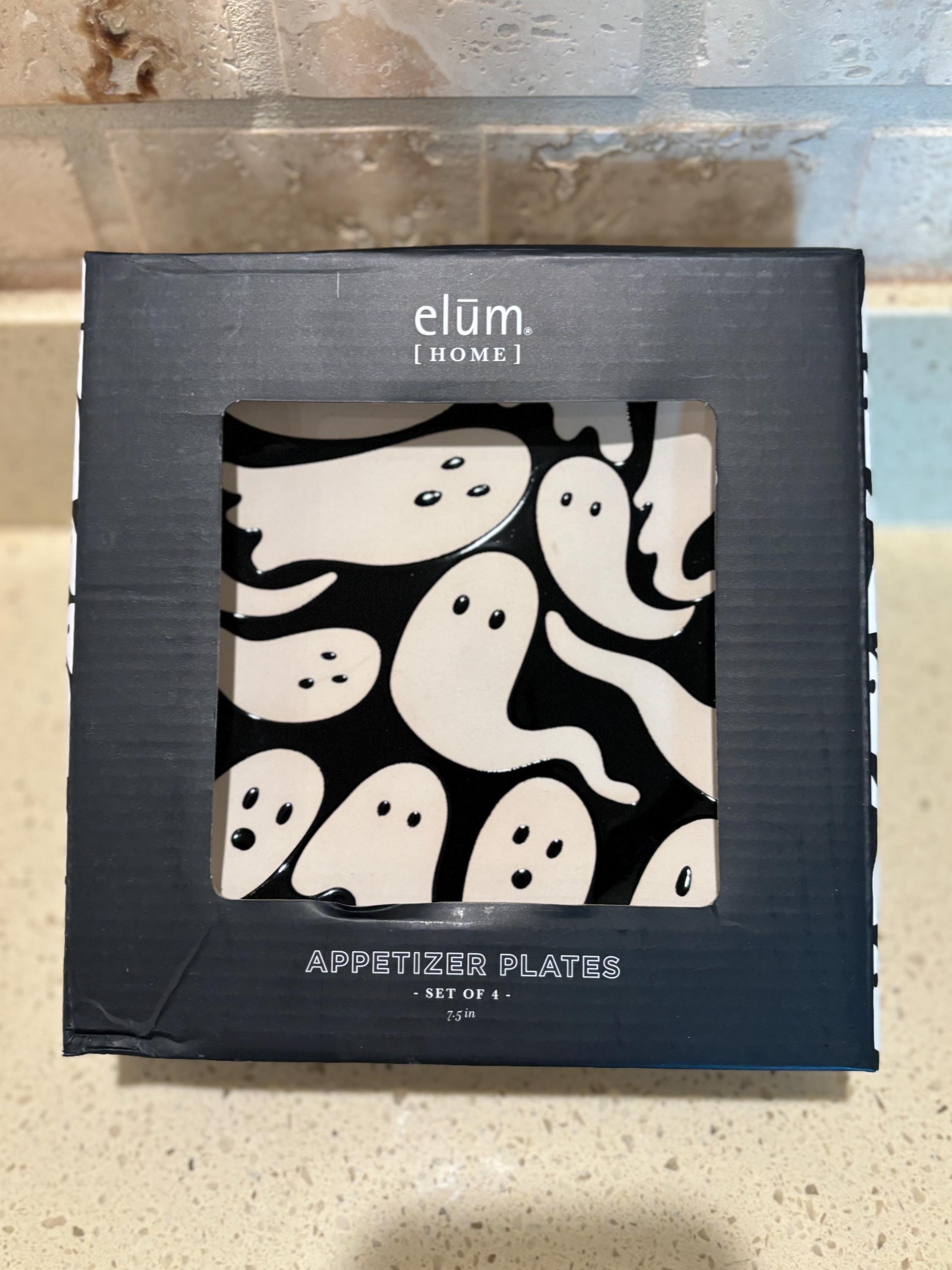 Elum Home Halloween WHITE GHOST Appetizer/ Salad Plate Set of 4