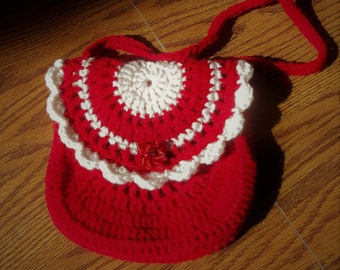 Kids crochet red handbag