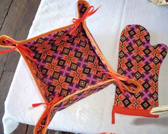 Fabric Bread Basket/Casserole Cozy and Potholder Handmade
