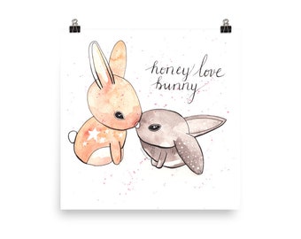 Honey Love Bunny Matte Art Print (No Frame)