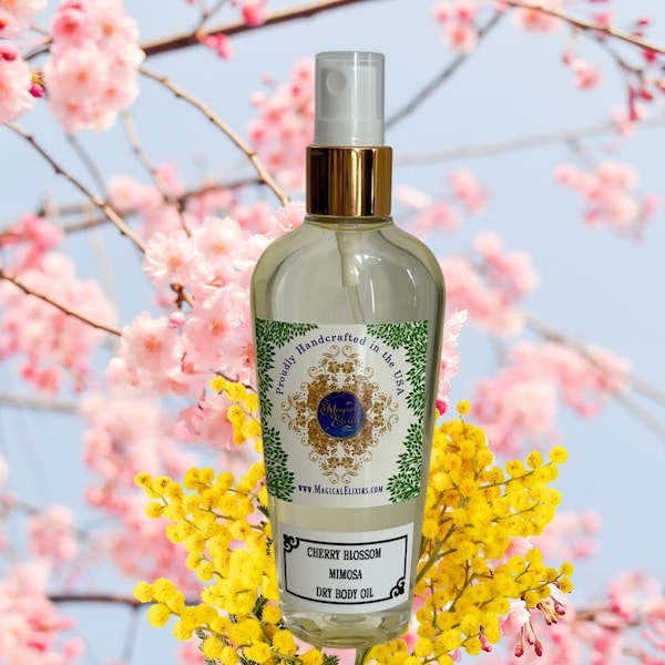 Cherry Blossom Mimosa, Light Shower Oil, Dry Body Oil, Body Oil, Oil Spray, Dry Oil, Shower Oil