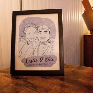 Framed Couples Portrait - Personalized Drawing for Couples - Custom Portrait for Girlfriend - Designed Drawing for Boyfriend - Unique Gifts