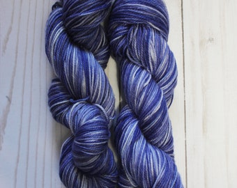 Handdyedyarn/ Superwash Merino / Sport Weight Light DK/ "Legend" Base/Blue, white /  "Periwinkle"