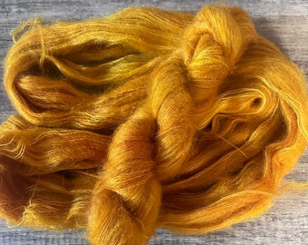 Handdyed yarn/ Kid Mohair/Silk 70/30% / Yellow, Golden, Rust / Harvest Sun